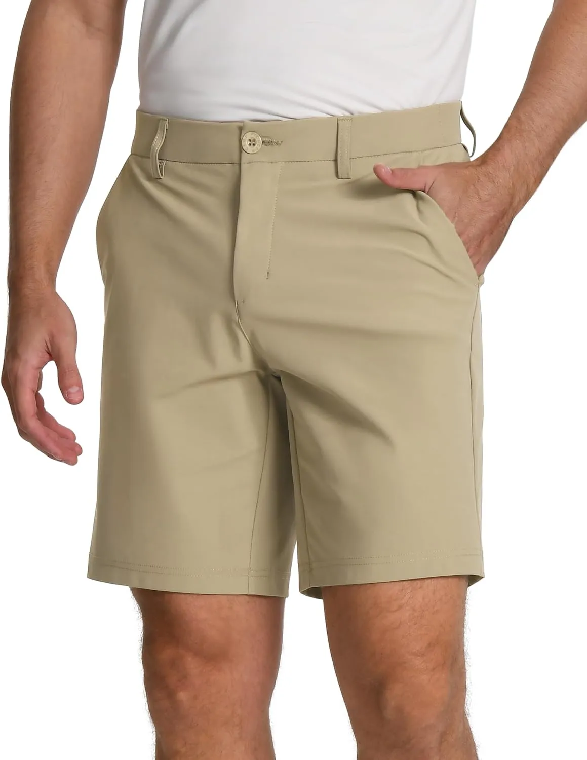 Pioneer Camp Men's Dress Golf Shorts Flat Front Elastic Waist 9 Inch Inseam Quick Dry Stretch Lightweight Shorts with Pockets