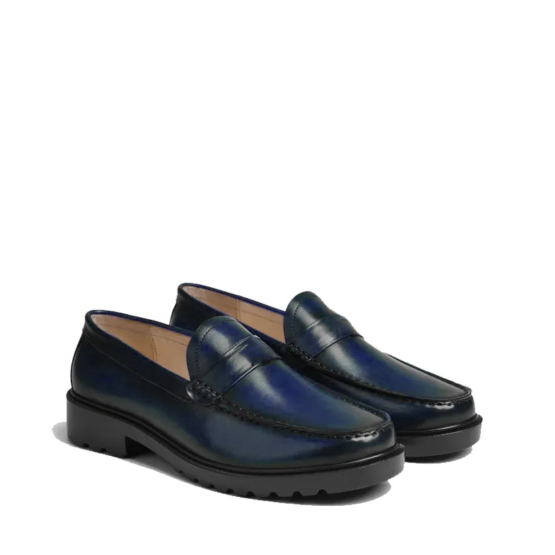 Platform Plain Loafer Shoes Green