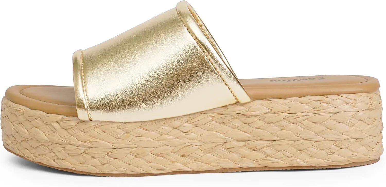 Platform Sandals Women Braided Sandals Slip on Wedge Sandal Summer Beach Wedge Dressy Sandal