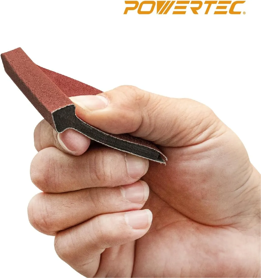 POWERTEC 21 Profile Sander, 10PCs Contour Sanding Grips with Woodworking Angle Sanding Pads for Convex, Concave & Detail Sanding, Sanding Tool for Wood Trim, Auto Body, Art, Crafts - 11PCs (71620)