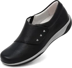 PROCHAIN Women's Leather Slip On Loafers Comfortable Fashion Flat Shoes Casual Lightweight Walking Shoes