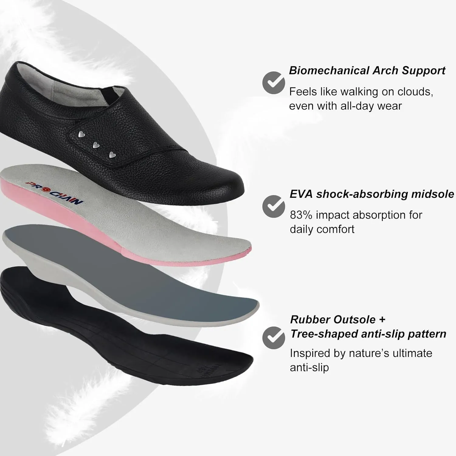 PROCHAIN Women's Leather Slip On Loafers Comfortable Fashion Flat Shoes Casual Lightweight Walking Shoes