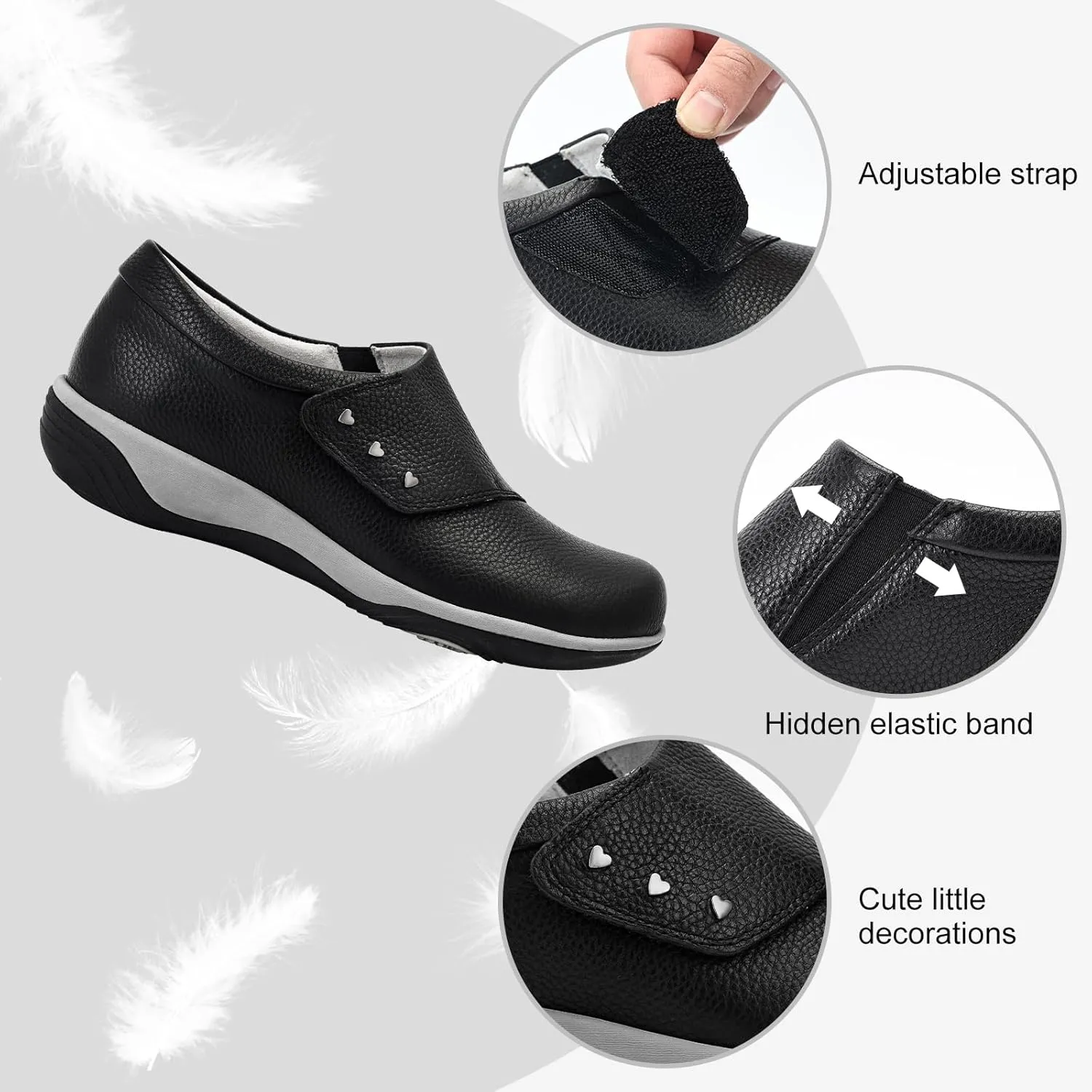 PROCHAIN Women's Leather Slip On Loafers Comfortable Fashion Flat Shoes Casual Lightweight Walking Shoes