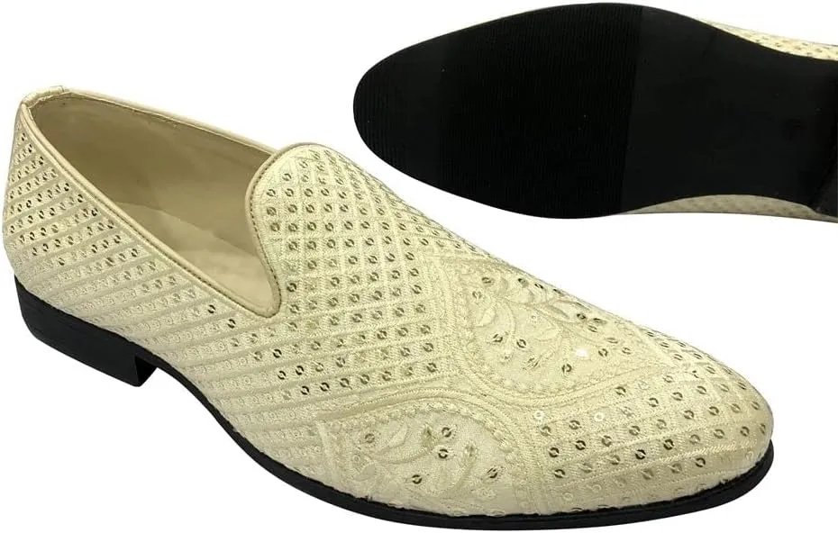 Punjabi Jutti for Men's Loafer Shoes Embroidery Slip-On Party Shoes Mojaris Wedding Bridal Dress Shoes