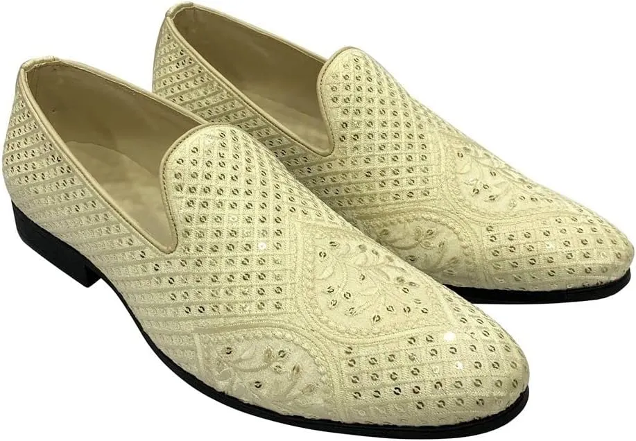 Punjabi Jutti for Men's Loafer Shoes Embroidery Slip-On Party Shoes Mojaris Wedding Bridal Dress Shoes