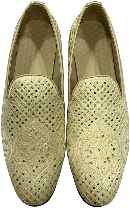 Punjabi Jutti for Men's Loafer Shoes Embroidery Slip-On Party Shoes Mojaris Wedding Bridal Dress Shoes