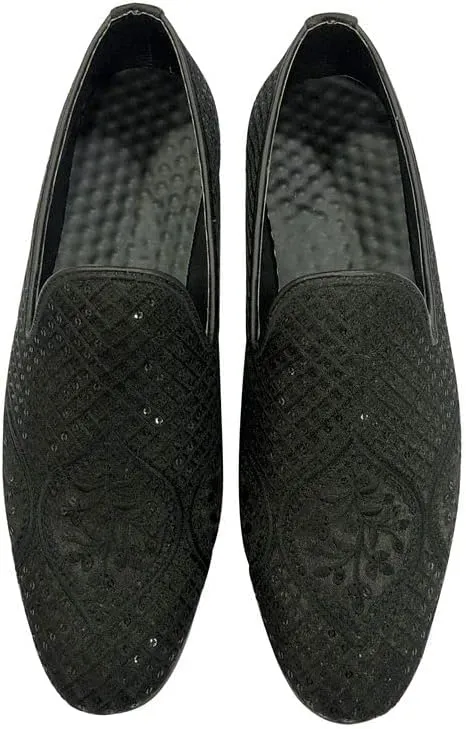 Punjabi Jutti for Men's Loafer Shoes Embroidery Slip-On Party Shoes Mojaris Wedding Bridal Dress Shoes