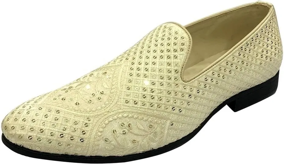 Punjabi Jutti for Men's Loafer Shoes Embroidery Slip-On Party Shoes Mojaris Wedding Bridal Dress Shoes