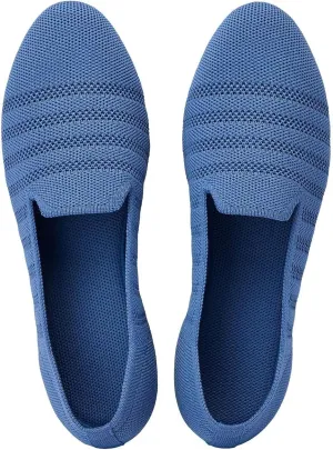 Puxowe Women's Knit Ballet Flats Slip-On Shoes with Low Wedge Sole - Comfortable Round Toe Shoes for Walking, Dress & Casual Outfits