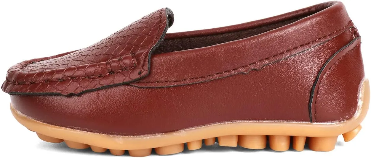 QIETION Toddler Little Kid Boys Girls Soft Slip On Loafers Dress Flat Shoes