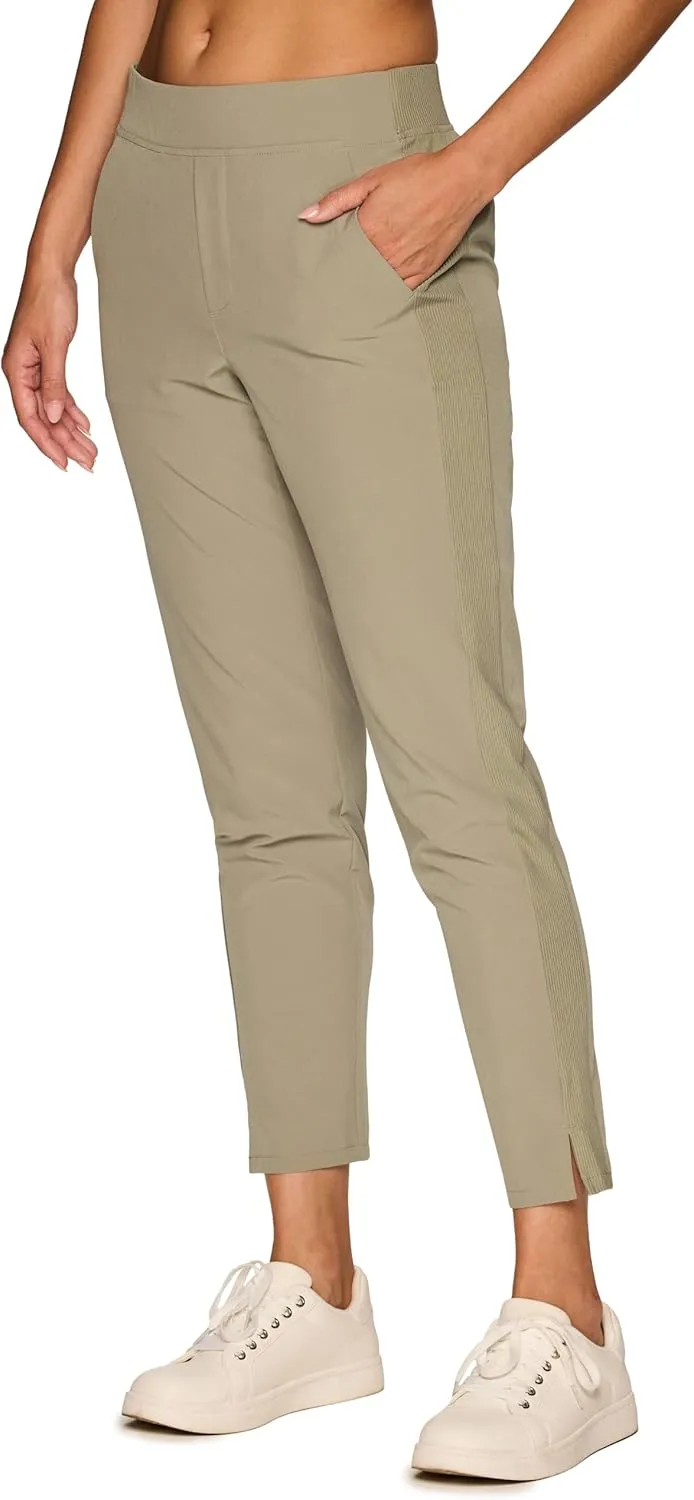 RBX Women's Ankle Pant, Quick Drying Lightweight Stretch Woven Flat-Front Straight Leg Pants