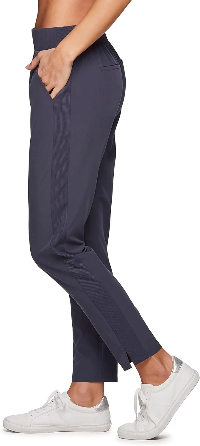 RBX Women's Ankle Pant, Quick Drying Lightweight Stretch Woven Flat-Front Straight Leg Pants