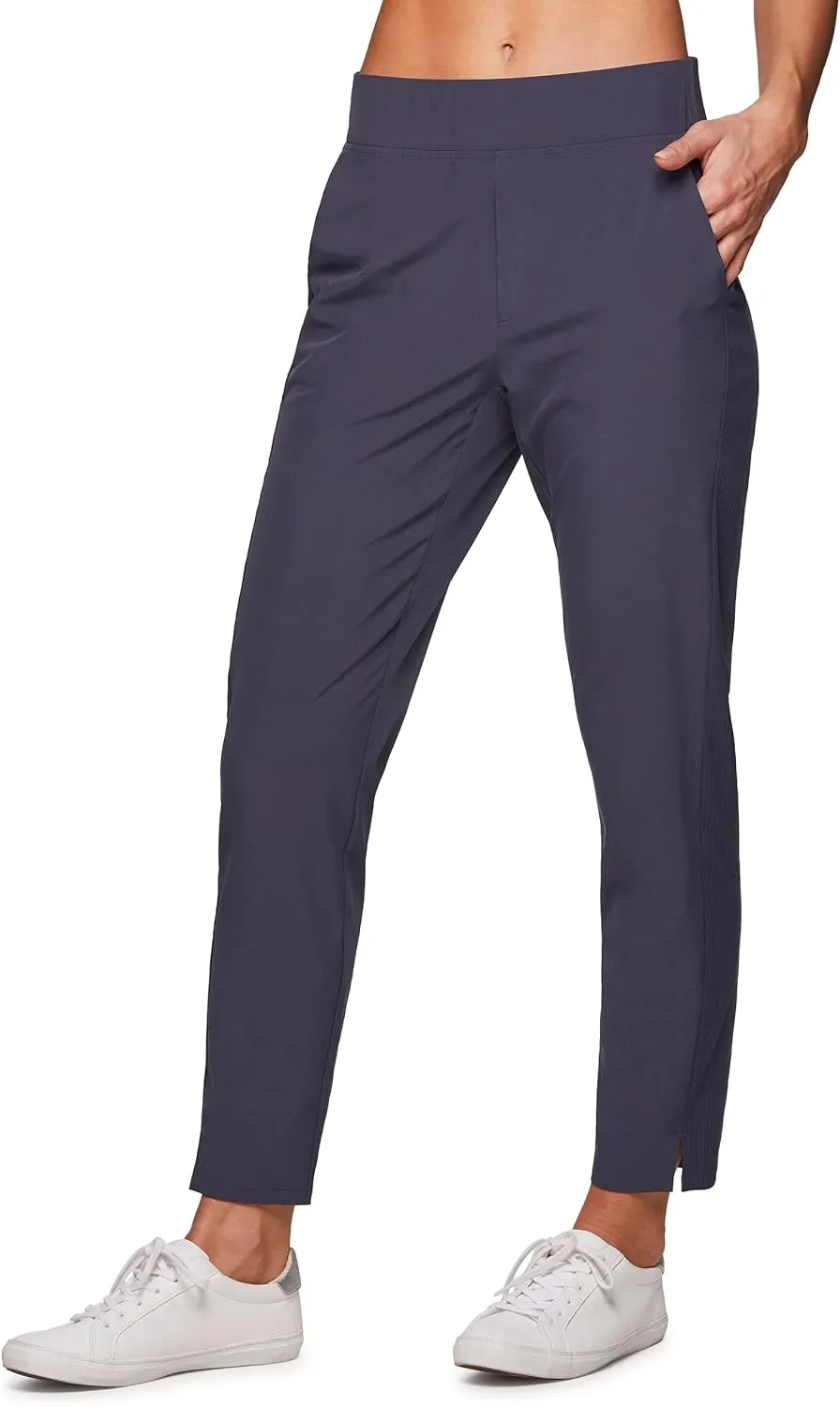 RBX Women's Ankle Pant, Quick Drying Lightweight Stretch Woven Flat-Front Straight Leg Pants