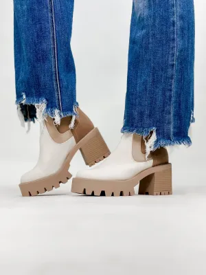 Remi Mid Calf Boot. Beige/Bone