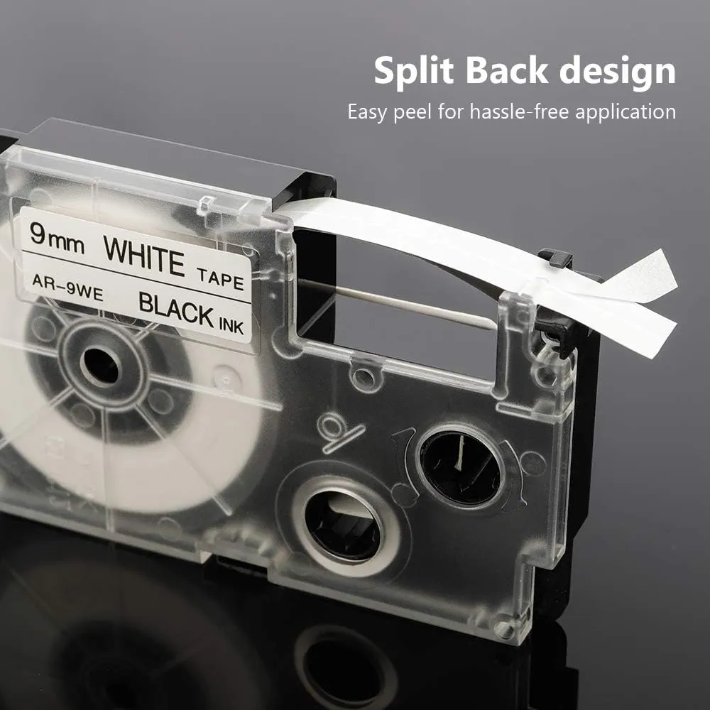 Replace for Casio Label Maker Tape 9mm Xr-9we2s Xr9we2s 3/8" Black On White Label It Tape Cartridge Compatible with Casio EZ Label Printers Kl-60 Kl-780 Kl750b Kl-100 Kl750 Kl7200, 3-Pack