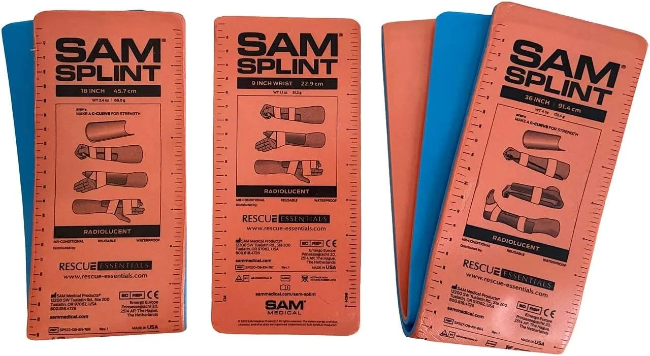 Rescue Essentials SAM SPLINT 3X COMBO PACK, 36", 18" AND 9"- ORANGE/BLUE