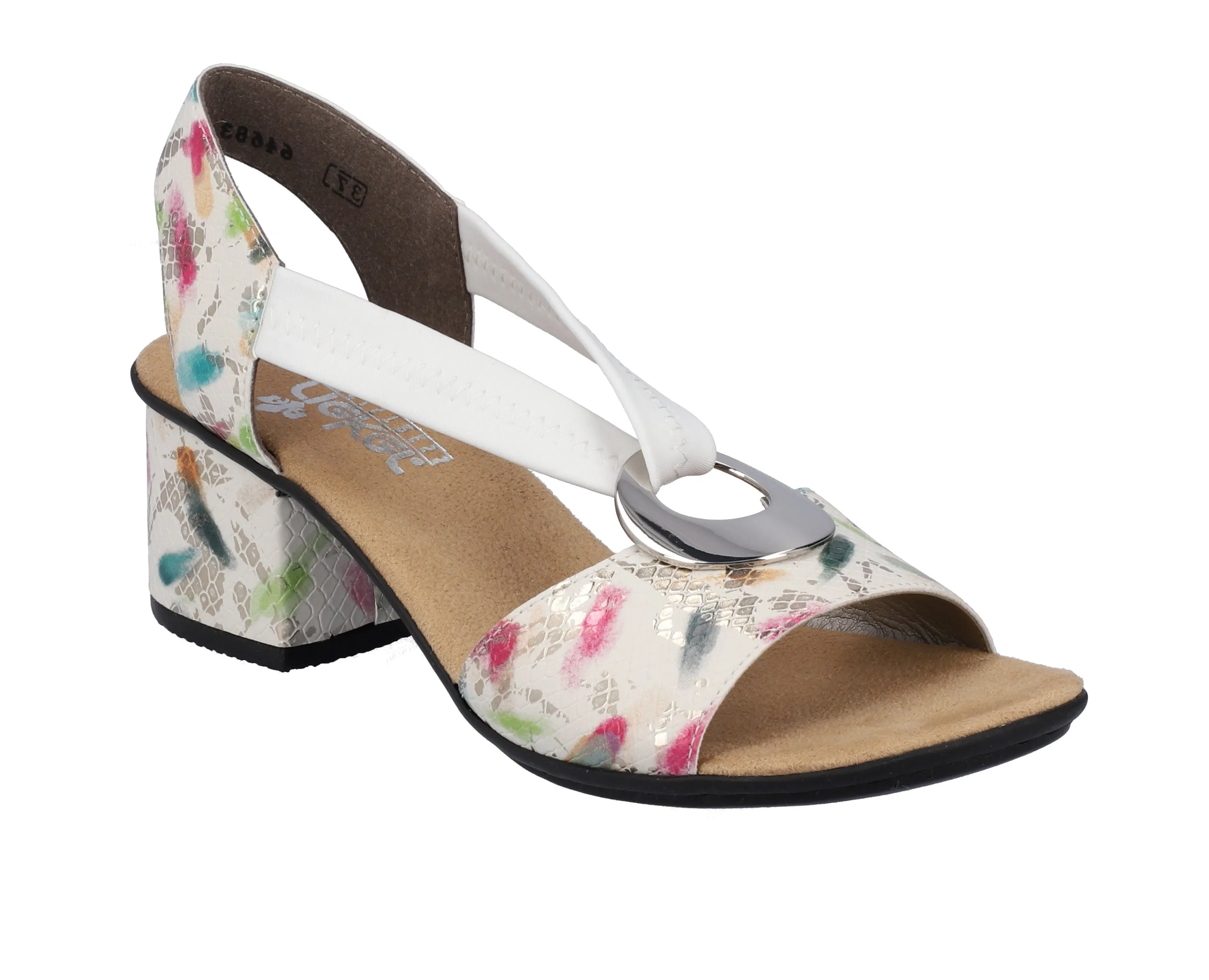 Rieker Ladies Slip On Block Heel Sandal 64683-90