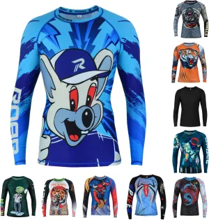 Roar BJJ Kid's MMA Rash Guard Training No-Gi and Gi Jiu Jitsu Rashguard MMA Grappling Compression Shirts Wrestling