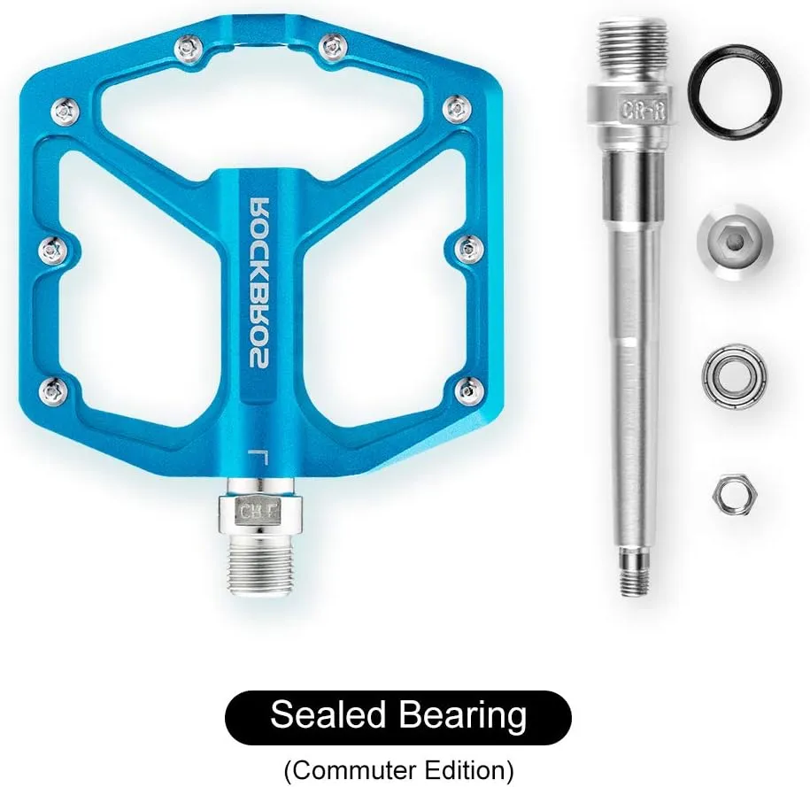 ROCKBROS Mountain Bike Pedals MTB Pedals Bicycle Flat Pedals Aluminum 9/16" Sealed Bearing Lightweight Platform for Road Mountain BMX MTB Bike