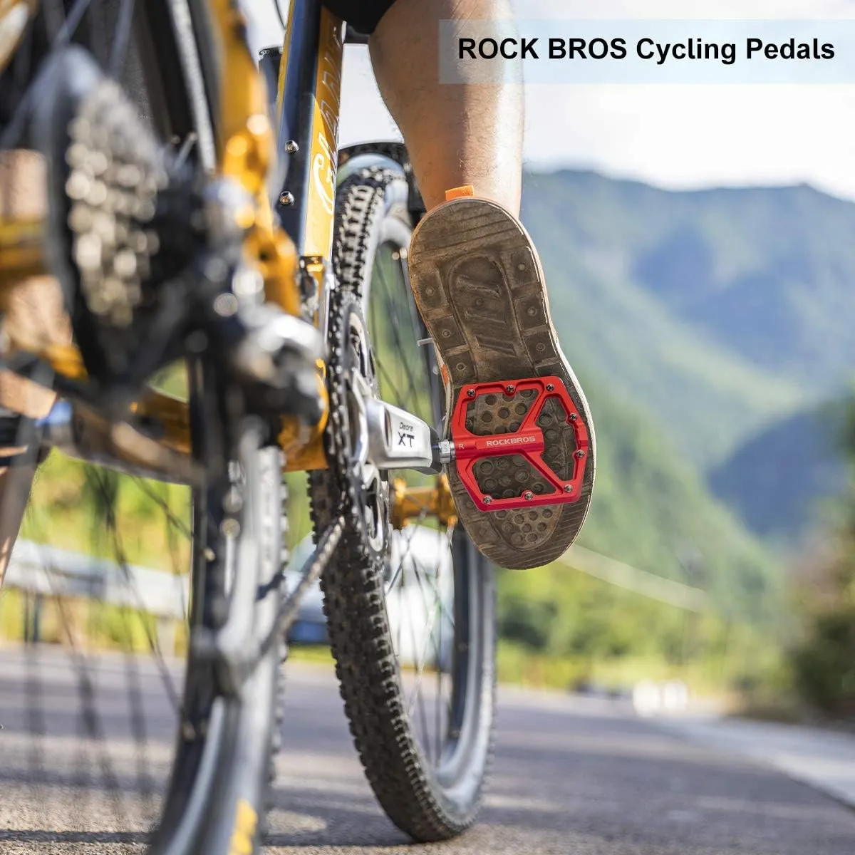 ROCKBROS Mountain Bike Pedals MTB Pedals Bicycle Flat Pedals Aluminum 9/16" Sealed Bearing Lightweight Platform for Road Mountain BMX MTB Bike
