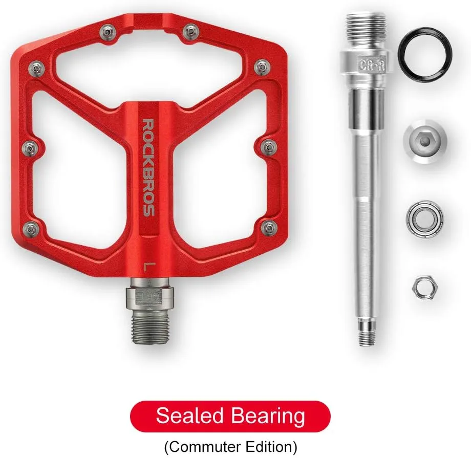 ROCKBROS Mountain Bike Pedals MTB Pedals Bicycle Flat Pedals Aluminum 9/16" Sealed Bearing Lightweight Platform for Road Mountain BMX MTB Bike