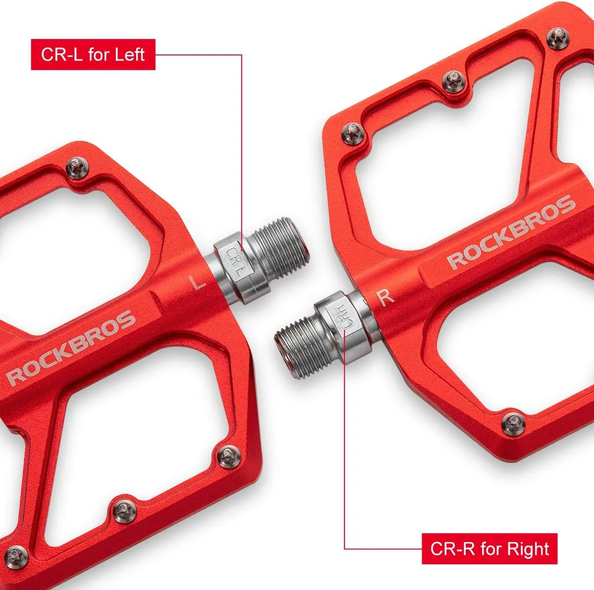 ROCKBROS Mountain Bike Pedals MTB Pedals Bicycle Flat Pedals Aluminum 9/16" Sealed Bearing Lightweight Platform for Road Mountain BMX MTB Bike