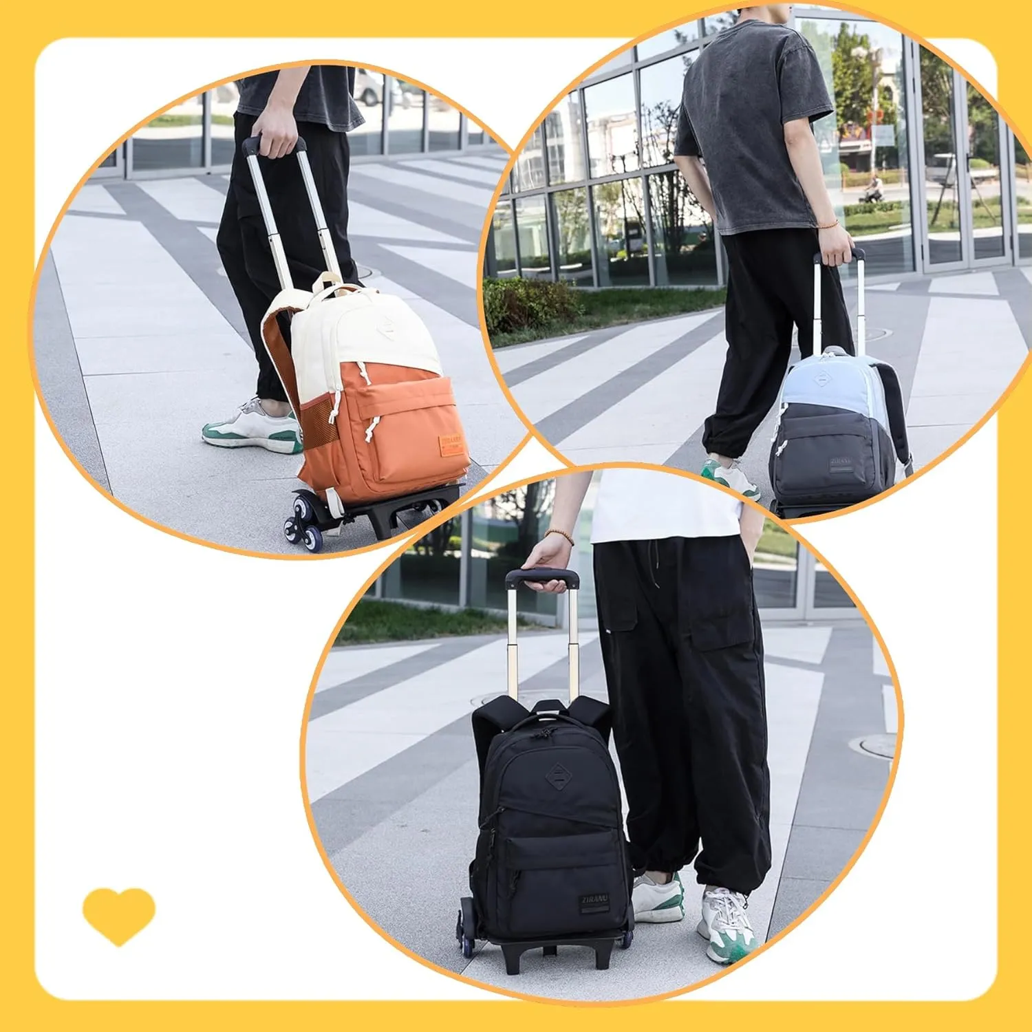 Rolling Backpack,Backpack with wheels,Capacity Wheeled Backpack for Boys,Roller Backpack for Kids