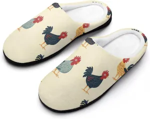 Roosters Chicken Funny Mens Slippers Lightweight Warm House Shoes Indoor Outdoor