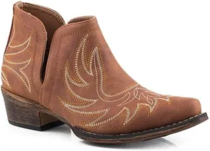 ROPER Womens Riley Shorty Embroidered Snip Toe Casual Boots Ankle Low Heel 1-2" - Black