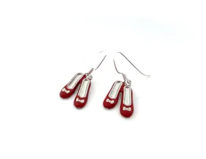 Ruby Slipper Earrings - Sterling Silver Earrings - Simple Charm Handmade Jewelry - Gift for Her