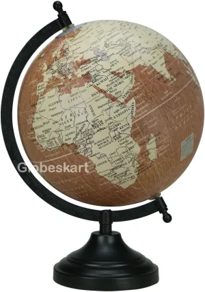Samyuktha Educational/Antique Globe with Black Matt Arc and Base/World Globe/Home Decor/Office Decor/Gift Item / 8 inches (Wood Finish)