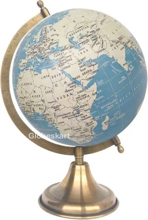 Samyuktha Educational/Antique Globe with Brass Antique Arc and Base/World Globe/Home Decor/Office Decor/Gift Item / 8 inches (Surahi) (Blue Cream)