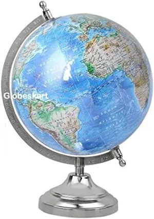 Samyuktha Educational/Antique Globe with Chrome Finish Arc and Base/World Globe/Home Decor/Office Decor/Gift Item / 8 inches (Physical Globe Laminated (Sky))