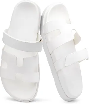 Sandals for Women Open Toe Thick Sole Slide Shoes Comfort Platform Sandals Adjustable Strap Casual Slip on Flats Beach Sandals