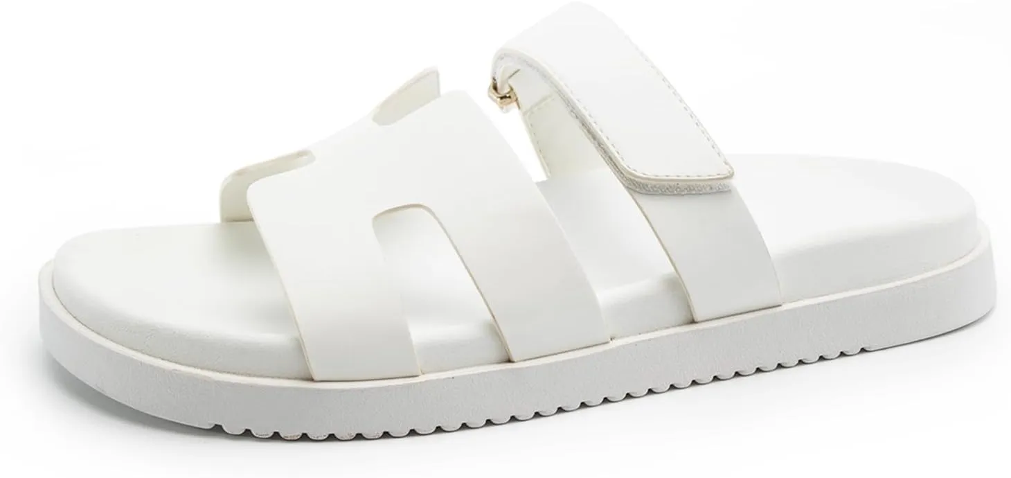 Sandals for Women Open Toe Thick Sole Slide Shoes Comfort Platform Sandals Adjustable Strap Casual Slip on Flats Beach Sandals