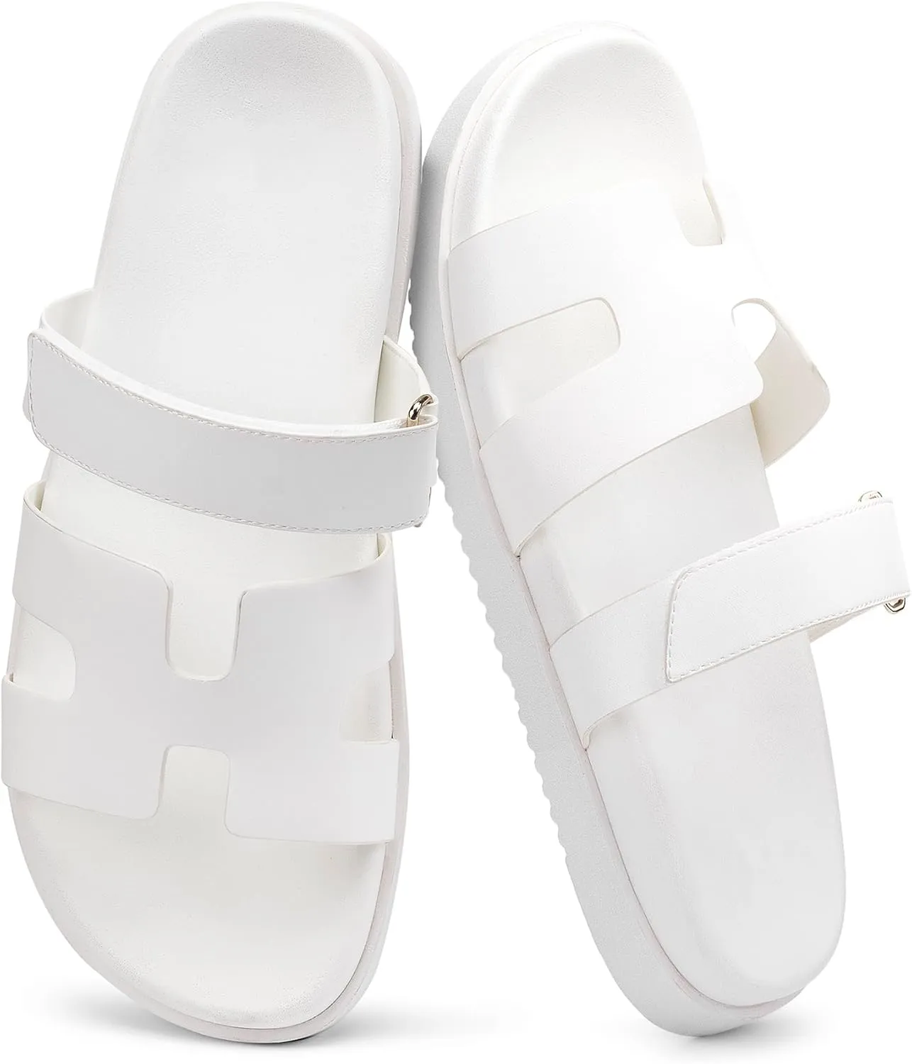 Sandals for Women Open Toe Thick Sole Slide Shoes Comfort Platform Sandals Adjustable Strap Casual Slip on Flats Beach Sandals