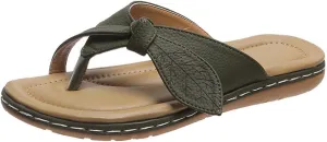 Sandals Women Dressy Summer Flat Leaves Twisted Straps Thong Clip Toe Flip Flops Vintage Lightweight Comfortable Outdoor Ladies Beach Shoes Slippers