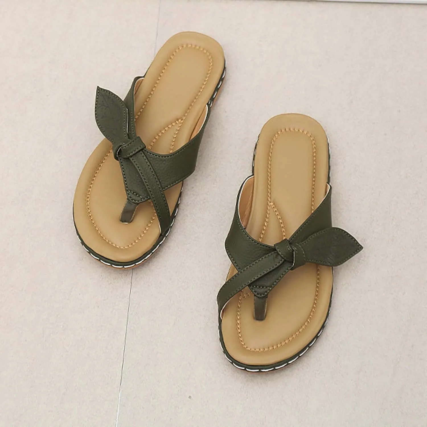 Sandals Women Dressy Summer Flat Leaves Twisted Straps Thong Clip Toe Flip Flops Vintage Lightweight Comfortable Outdoor Ladies Beach Shoes Slippers
