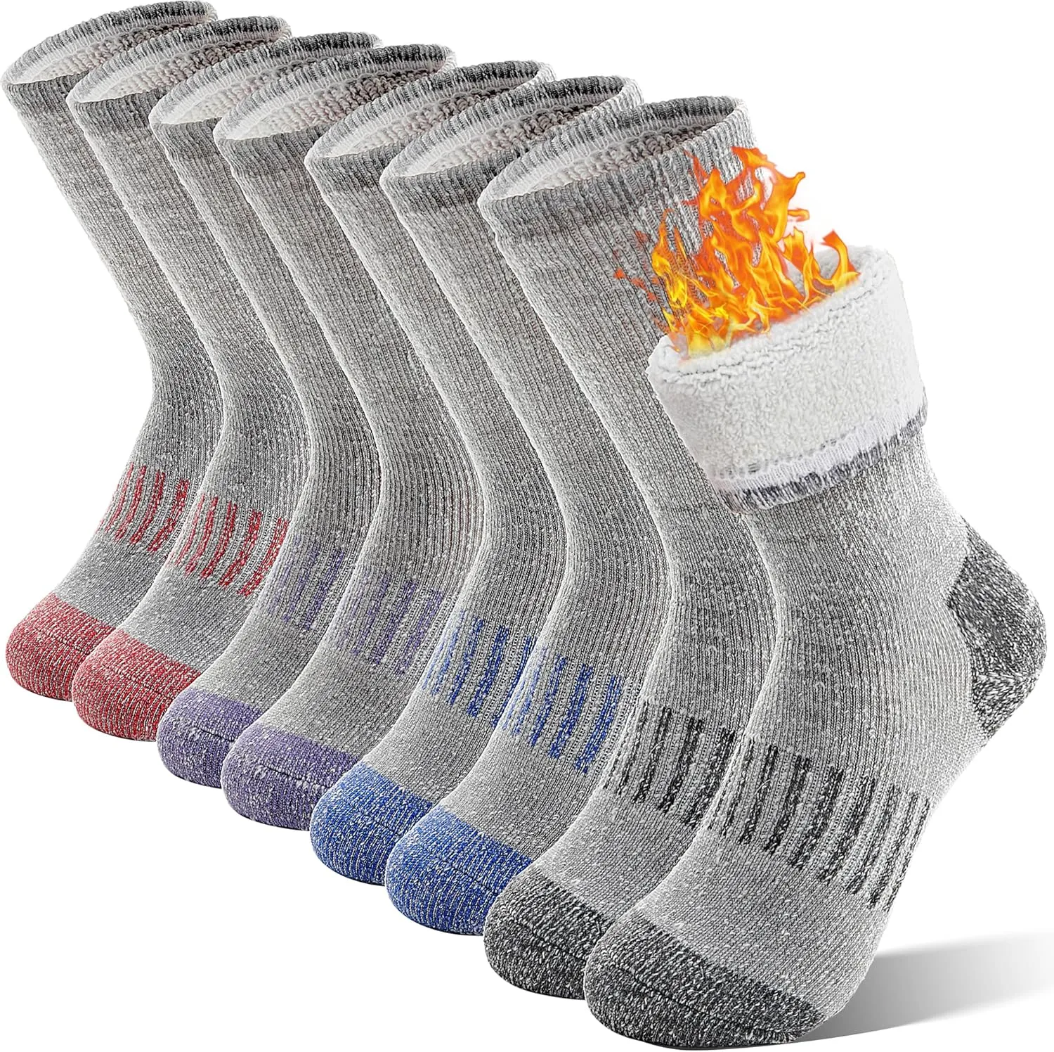 Sandsuced Kids Merino Wool Hiking Socks Girls Boys Toddler Winter Thermal Warm Cozy Boot Thick Cushion Socks 4 Pairs