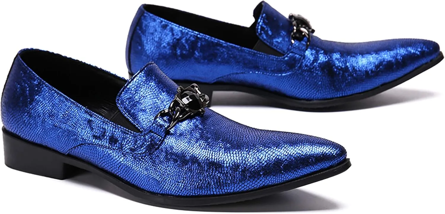 Santimon Mens Smoking Slipper Loafers Men Rhinestone Buckle Casual Slip On Dress Shoes