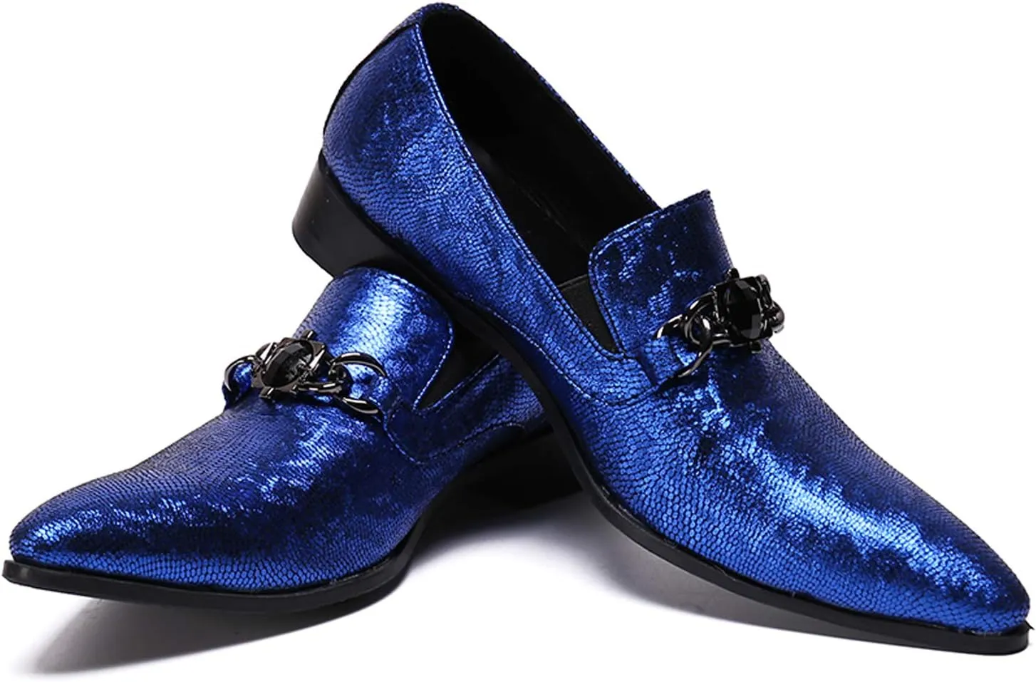 Santimon Mens Smoking Slipper Loafers Men Rhinestone Buckle Casual Slip On Dress Shoes