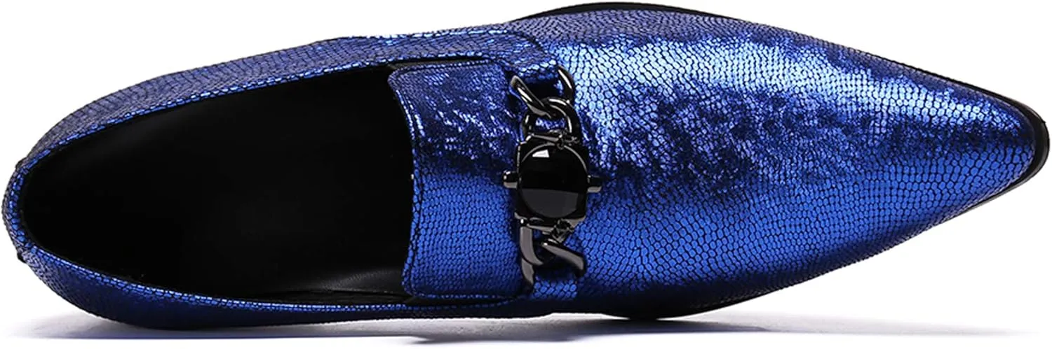 Santimon Mens Smoking Slipper Loafers Men Rhinestone Buckle Casual Slip On Dress Shoes