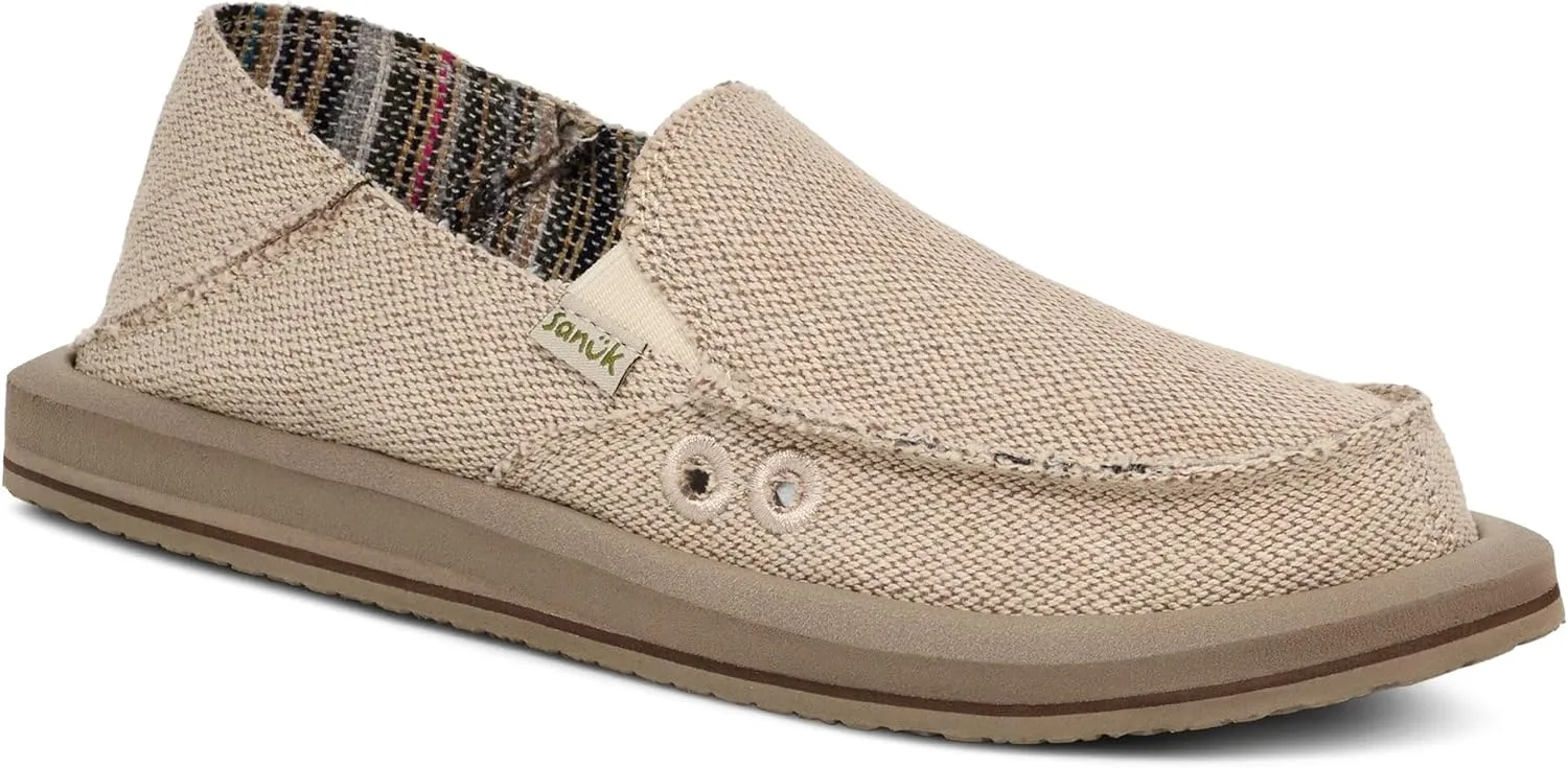 Sanuk Womens Donna Hemp 2 Tone Loafers | Womens Shoes | Slip On Shoes for Women | Women's Slip-on Loafers | Memory Foam Footbed