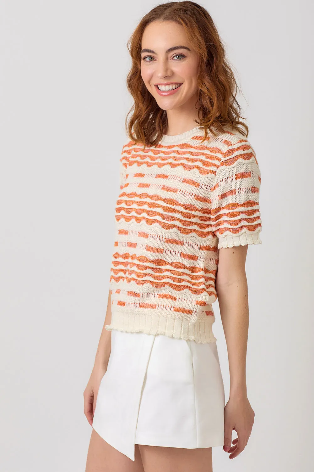 Scallop Pullover Sweater Top