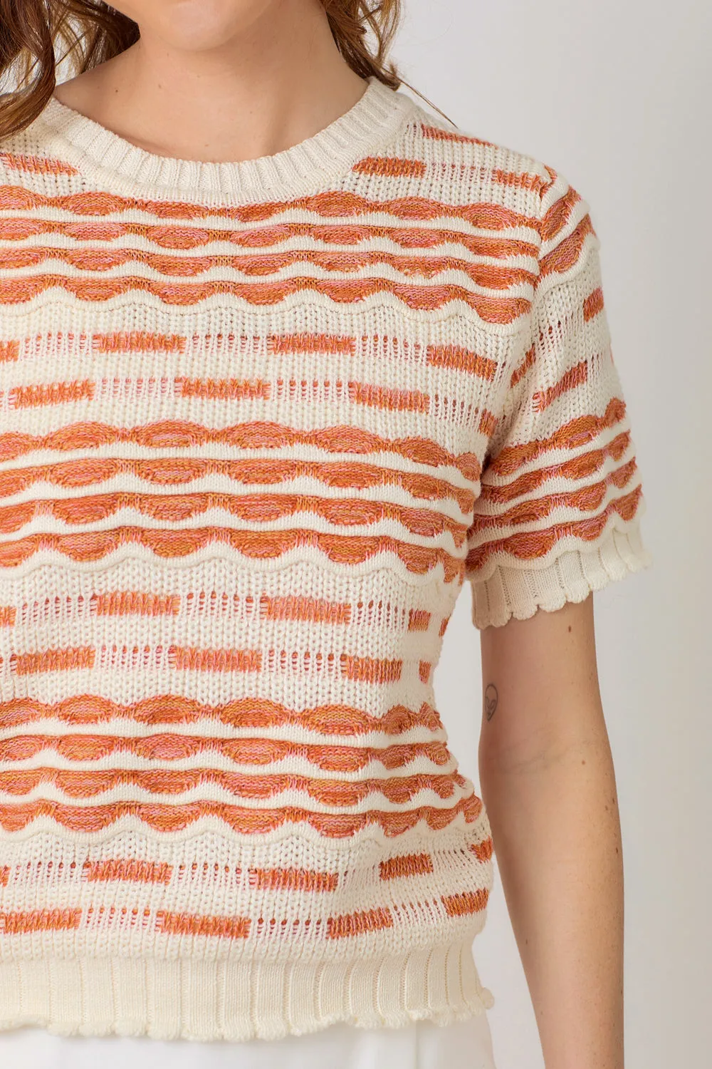 Scallop Pullover Sweater Top