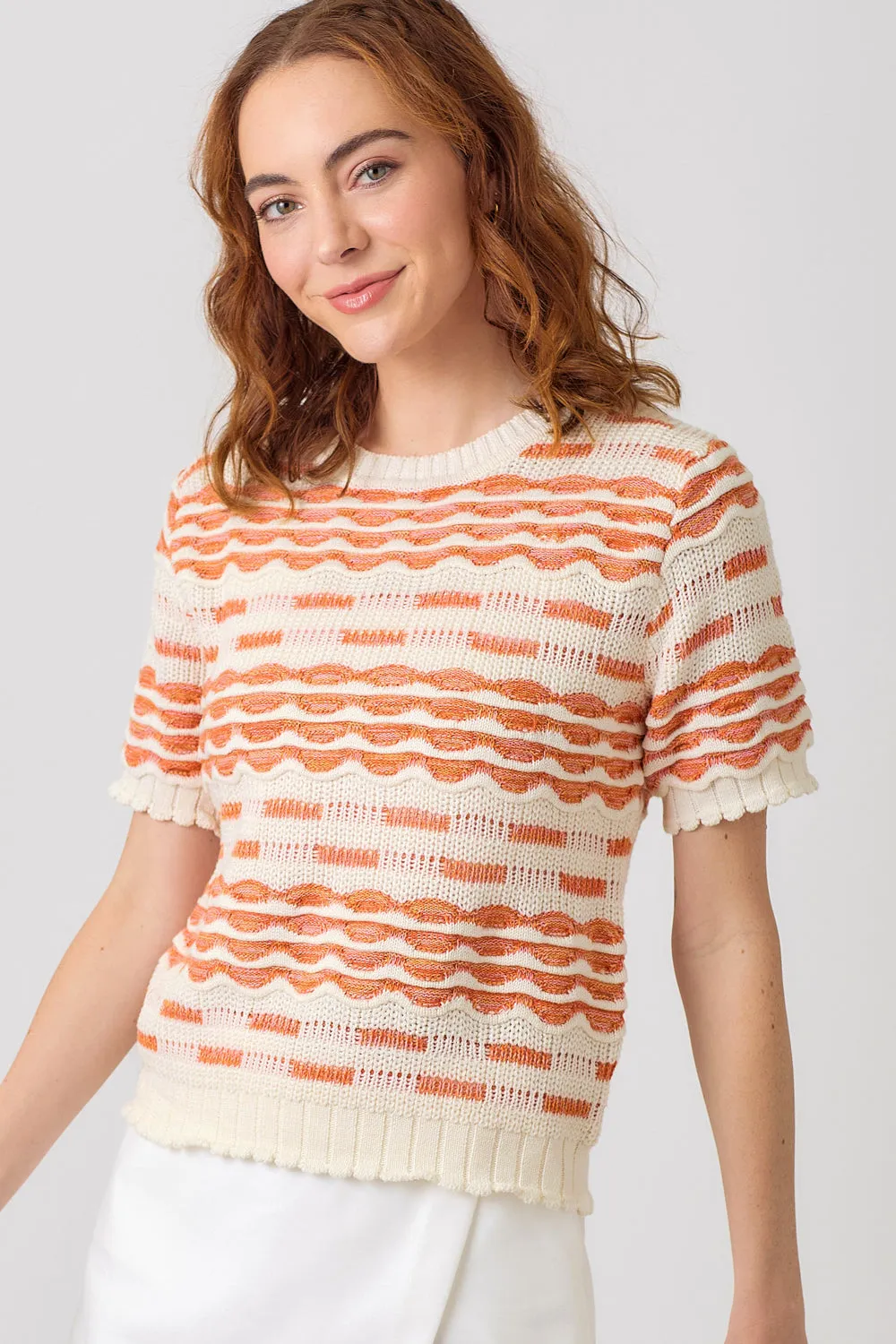Scallop Pullover Sweater Top