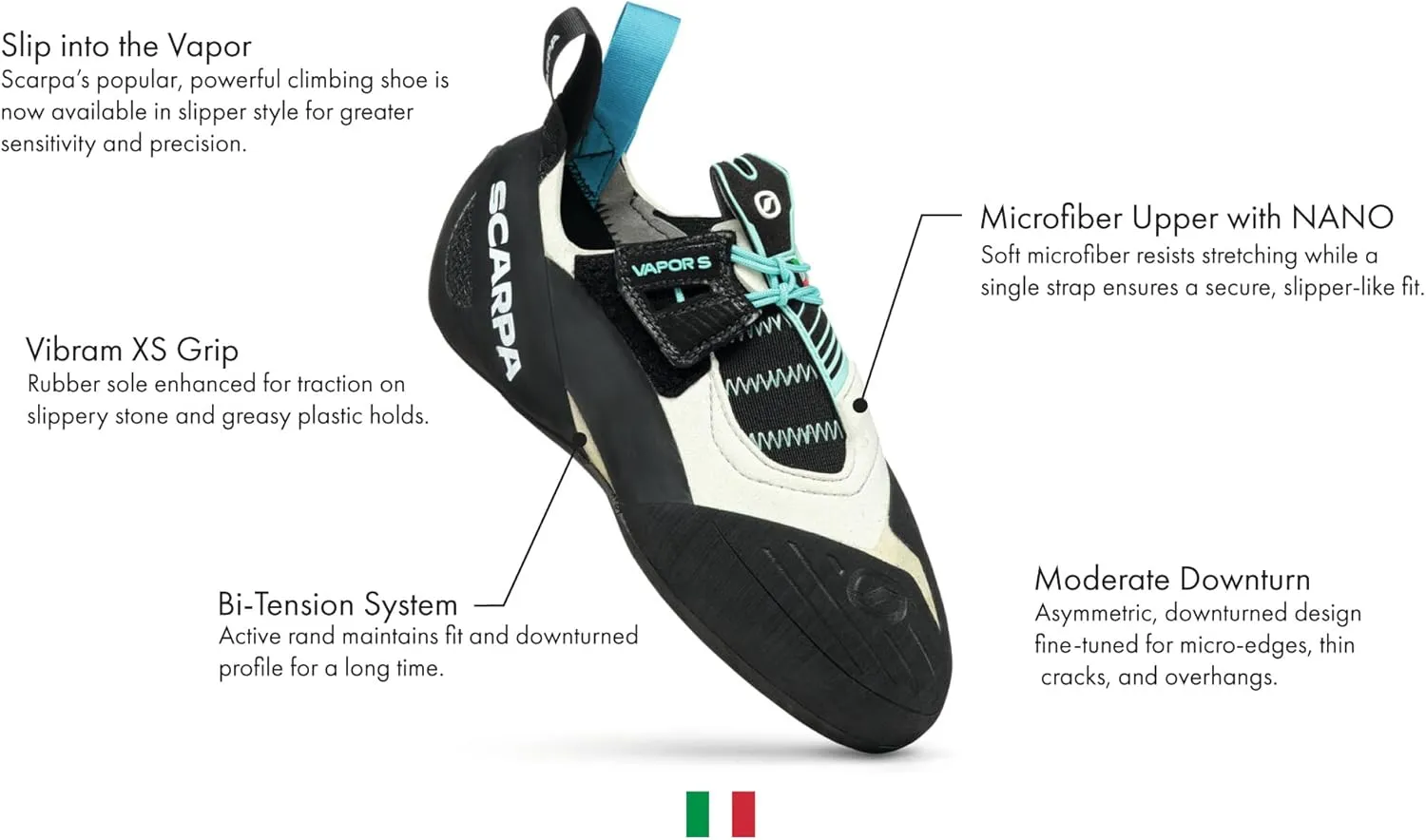 SCARPA Women's Vapor S Rock Climbing Shoes for Sport Climbing and Bouldering