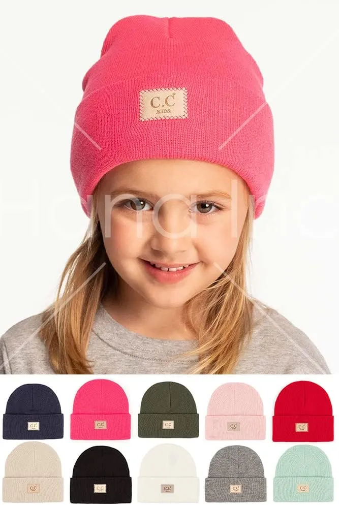 ScarvesMe Exclusive Kids Classic Ribbed Beanie Hat with Suede Patch