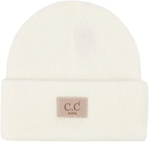 ScarvesMe Exclusive Kids Classic Ribbed Beanie Hat with Suede Patch