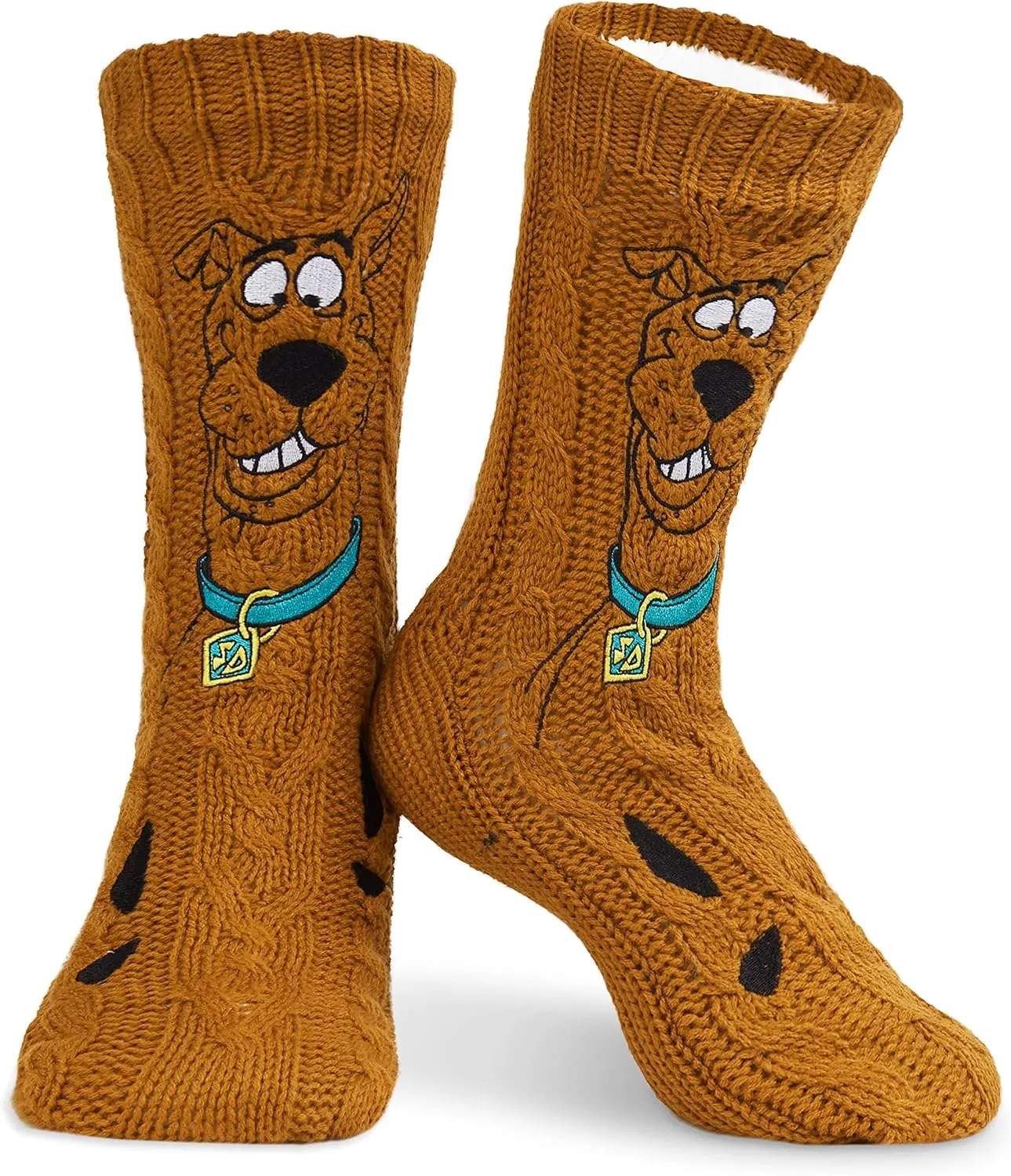 Scooby Doo Mens Slipper Socks, Knitted Fluffy Socks Fleece Lining Non Slip
